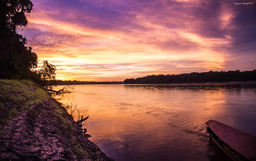 sunset peru rio river selva amanecer jungle madrededios