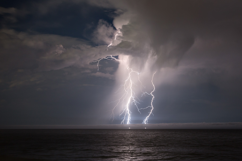 Lightning on the Pacific Ocean