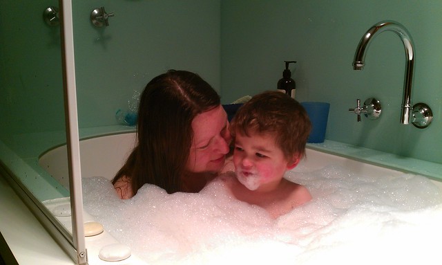 This is why you have a spa bath - bubble mountain!
