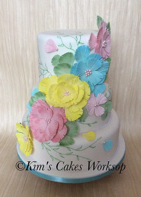 Fantasy Feather Flower Wedding Cake by Kim's Cakes Worksop