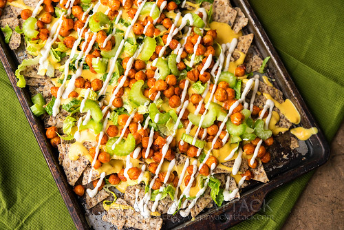 Take a break from your standard nacho plate with these Buffalo Chickpea Nachos! Spicy, creamy, awesome. Gluten-free, dairy-free