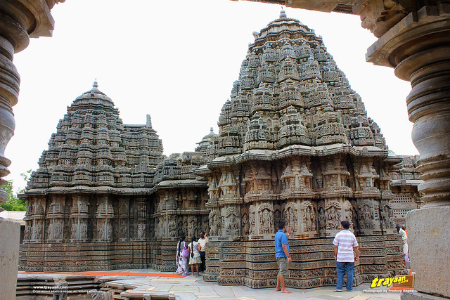 Western (left) and Southern (right) Shikharas (Peaks or Towers) of Keshava Temple, Somanathapura, Mysore district, Karnataka, India