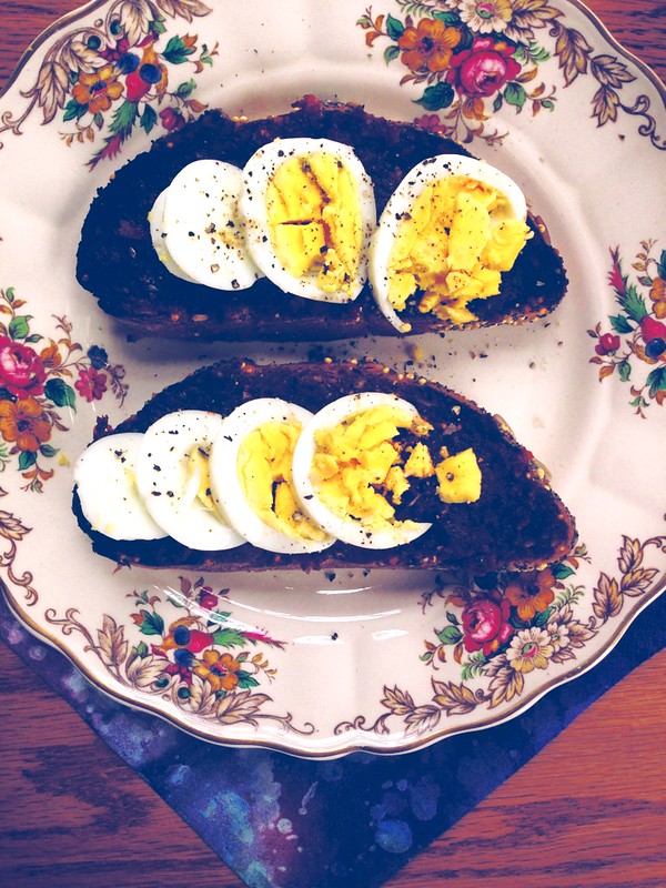 eggs and burnt toast breakfasting
