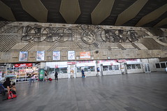 Sofia Central Railway Station and its large Art Deco sculptural wall mural