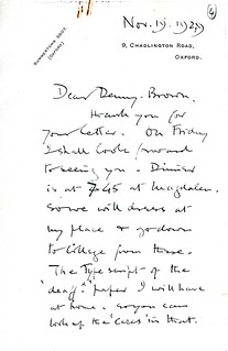 Sherrington to Denny-Brown - 19 November 1929 (S/2/11/4)