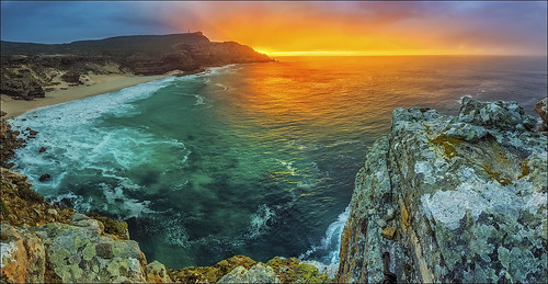ocean sea panorama orange cliff green beach southafrica rocks atlantic photomerge capepoint capeofgoodhope canonef1740mml canoneos6d