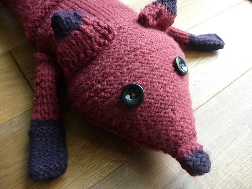 Hand Knitted Fox Draft Excluder