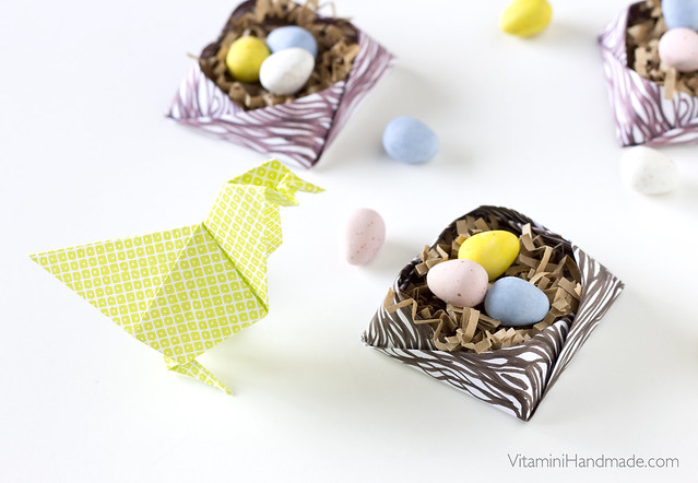 DIY Easter Origami Bird's Nest | Click through for the tutorial and free printable! 