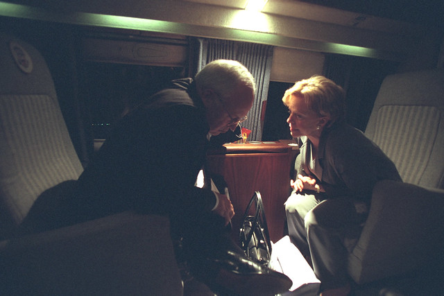 Vice President Cheney and Lynne Cheney Aboard Marine Two