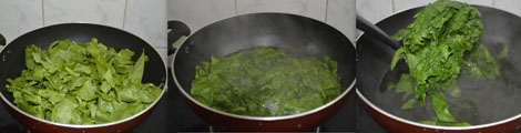 cooking spinach leaves 