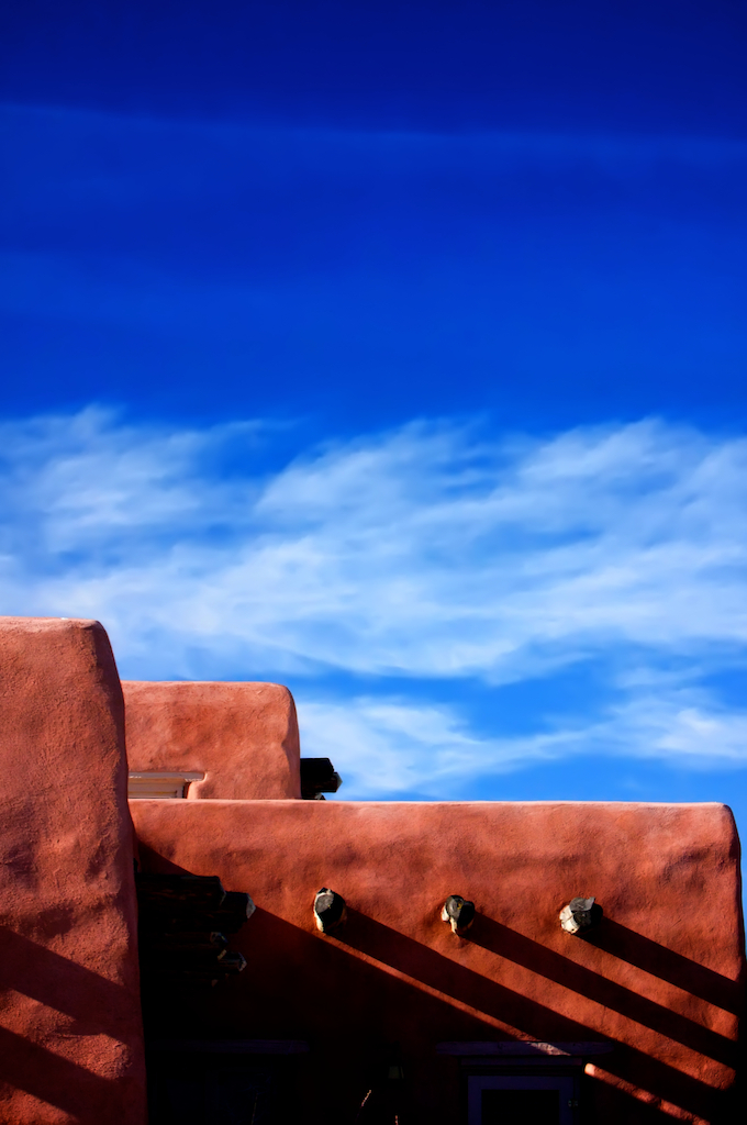 Adobe Brick Home with Blue Sky in Arizona, photography art, for home and office décor.
