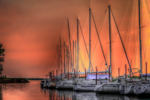 sunset water port boat hdr gironde plassac