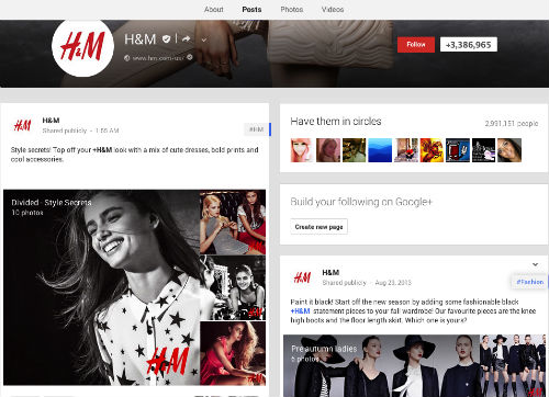 H&M Google+