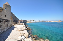 Remains of Naillac's Tower and Mediterranean sea