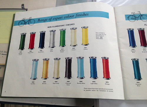 Raleigh Finish Selection for Export, 1960s