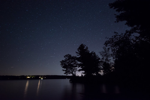 sky ontario canada reflection tree water silhouette night star lakehurst houseboating bobcaygeon starscape kawartha