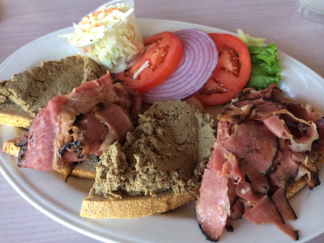 Hot pastrami with chopped liver sandwich - Sherman's Deli and Bakery