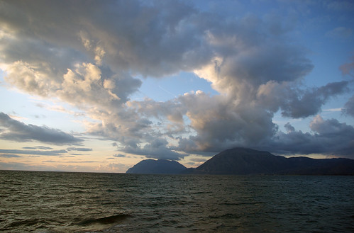 sea sky mountains weather clouds greece
