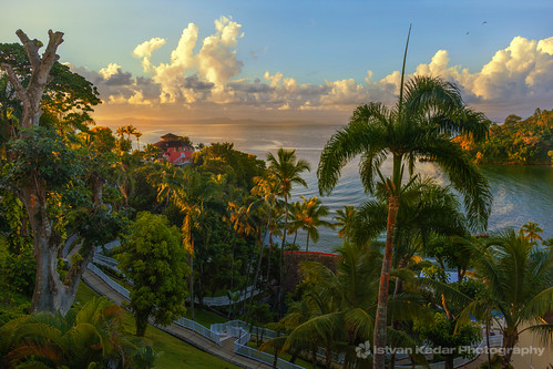 sea summer vacation building tree green clouds sunrise town dominicanrepublic palm resort tropical caribbean samana outstandingromanianphotographers