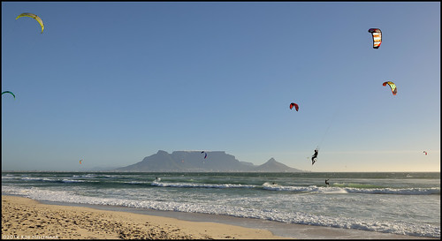 ocean landscape southafrica scenery capetown kitesurfing tablemountain bloubergstrand