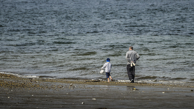 Father & Son Beach Walking
