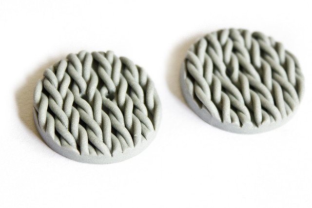 Polymer Clay knitted buttons