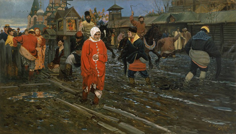Andrei Ryabushkin - Seventeenth Century Moscow Street on a Public Holiday (c.1912)