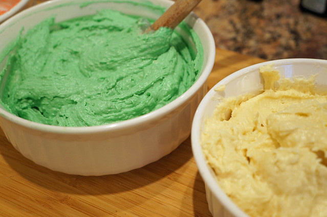 Green and white batter
