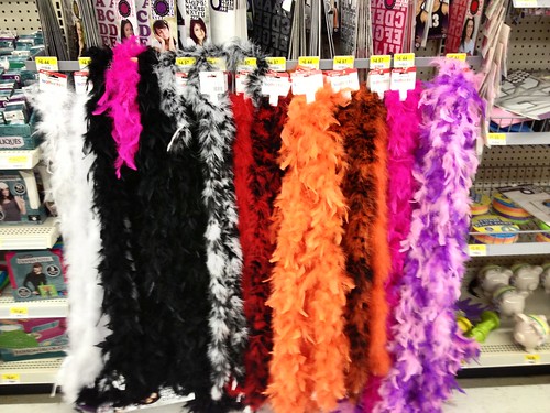 Use a feather boa to make the cheshire cat costume tail.