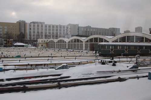 Looking across the Moscow Metro depot at Фили (Fili)