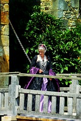 Tudor Lady on Drawbridge at Hever Castle