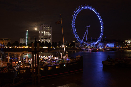 London Eye sur la Tamise - Moonlight Clair de lune - photo picture image photography