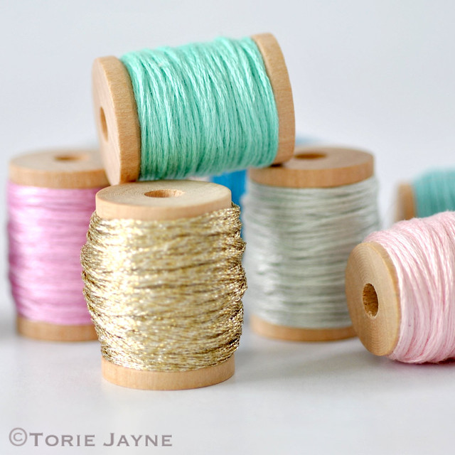 Embroidery threads organised
