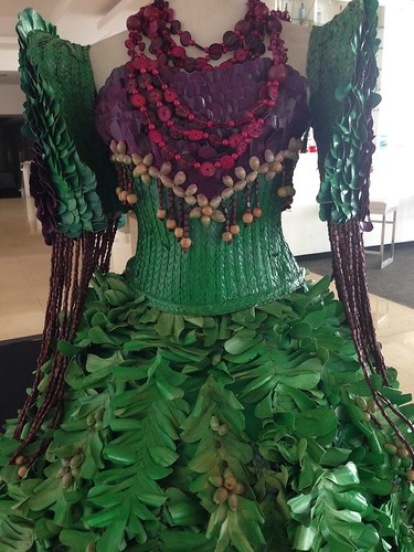Green Abaca and leaves dress