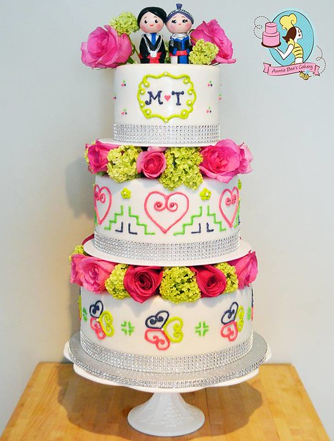 Hmong Themed Wedding Cake by Auntie Bee's Cakery