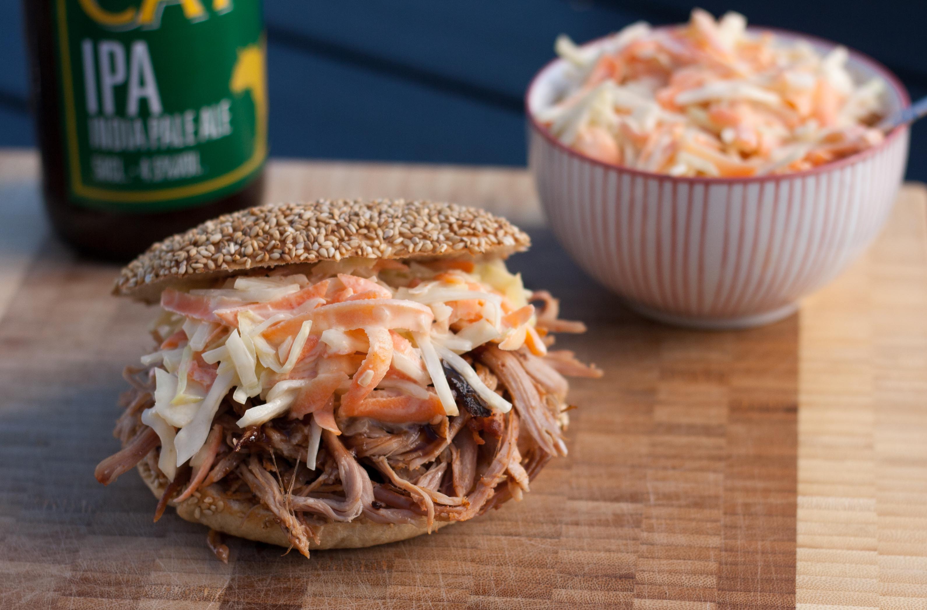 Pulled Pork with Burger Buns and Coleslaw