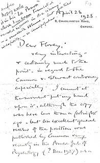 Sherrington to Florey - 28 April 1928 (WCG 13.13)