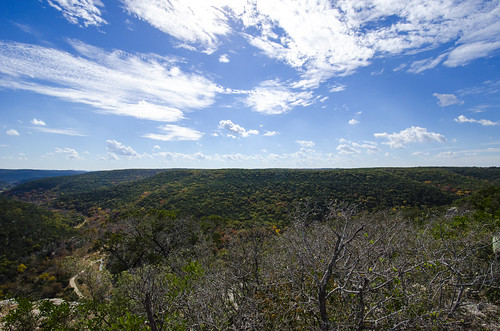 park blue sky green fall clouds lost nikon texas state hiking gray wide wideangle brush east trail valley views change maples coolweather 1024mm d5100