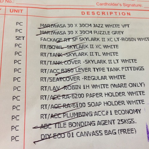 Wilcon  receipt checklist