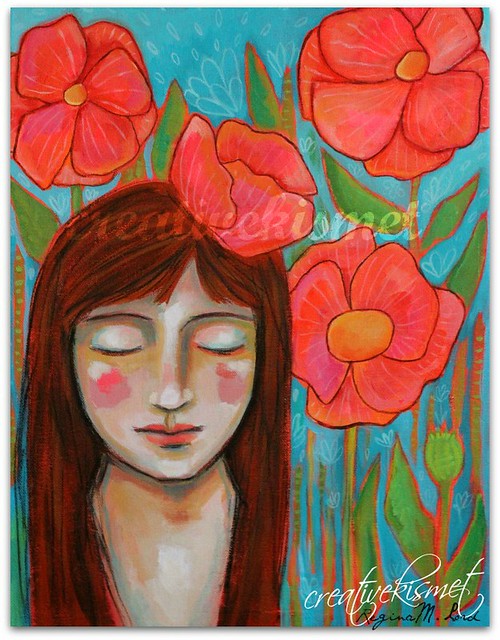 girl with poppies art by Regina Lord