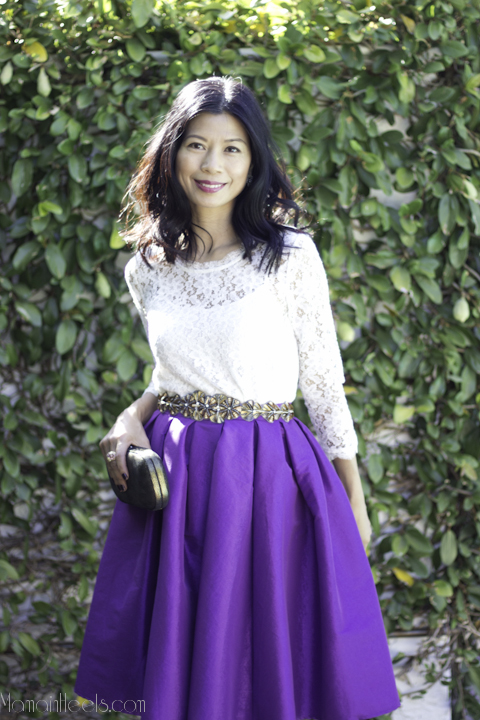 lace blouse satin skirt-1-2