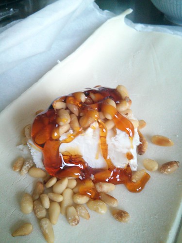 Goat's cheese pine nuts and golden syrup- yum!
