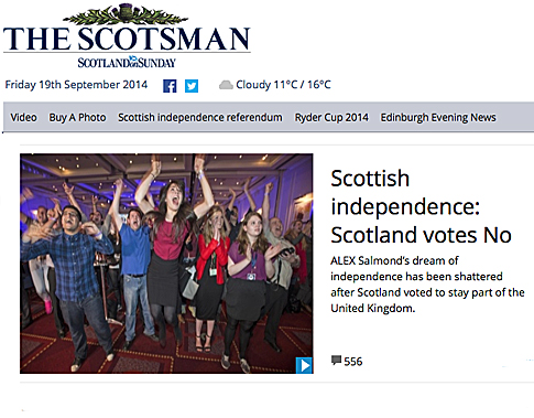 14i19 Escocia vota NO a la independencia