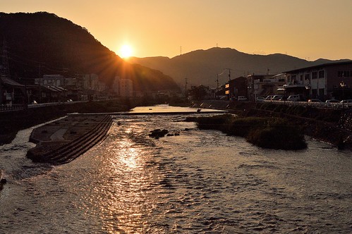 sunset japan river 夕景 川 岡山 新見 高梁川