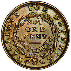 hard Times Token Not One Cent reverse