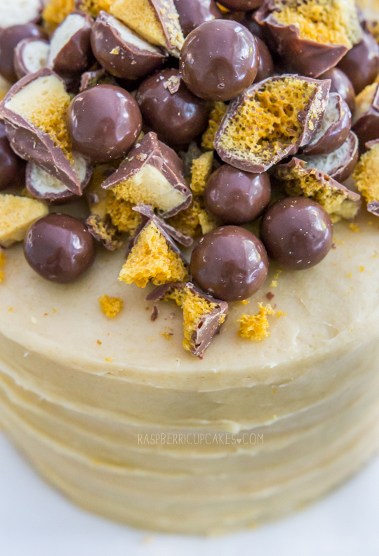 Vanilla Malt Cake with Honeycomb and Maltesers