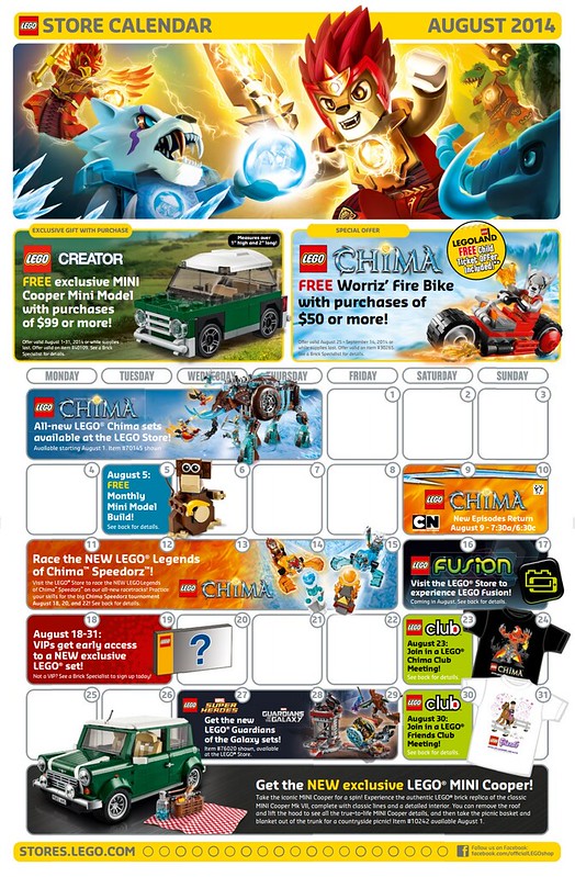 LEGO August 2014 Store Calendar