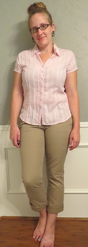 Pink Blouse & Khaki Skinnies - After