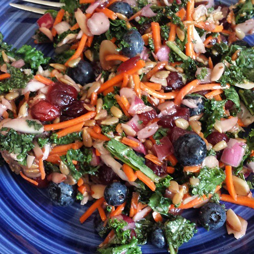 Grocery store kale salad. Too sweet, but I ate every bite. #100saladsummer #food #summer #health