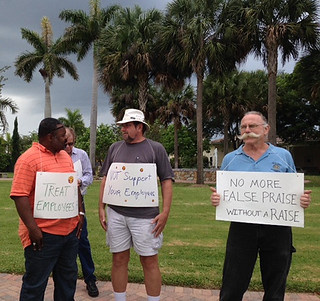 Members of CWA Local 3181 picketed the offices of the Village of Tequesta, Fla., to protest the community council's refusal to bargain a fair contract.